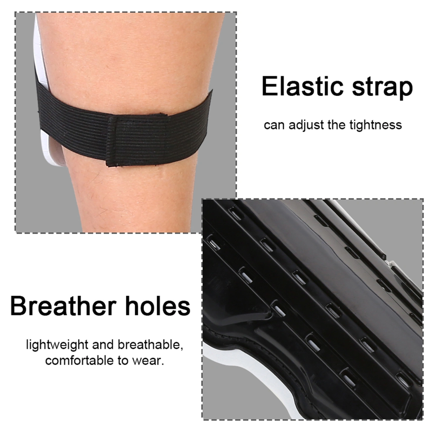 1Pair Soccer Football Breathable Leg Shin Protective Guards Pad Board for Adults (Black)