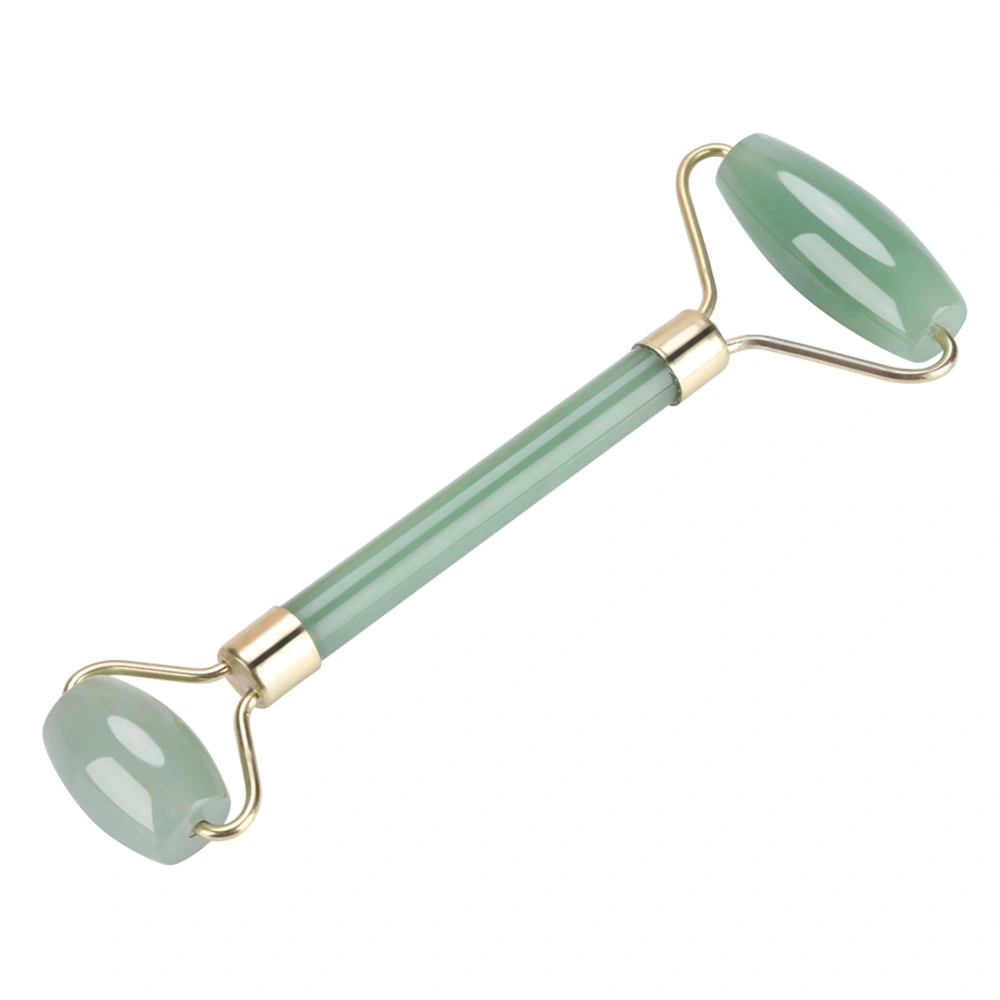 1Pc Artificial Jade Doublehead Beauty Roller AntiAging Face Eye Neck Massager Tool(Green)