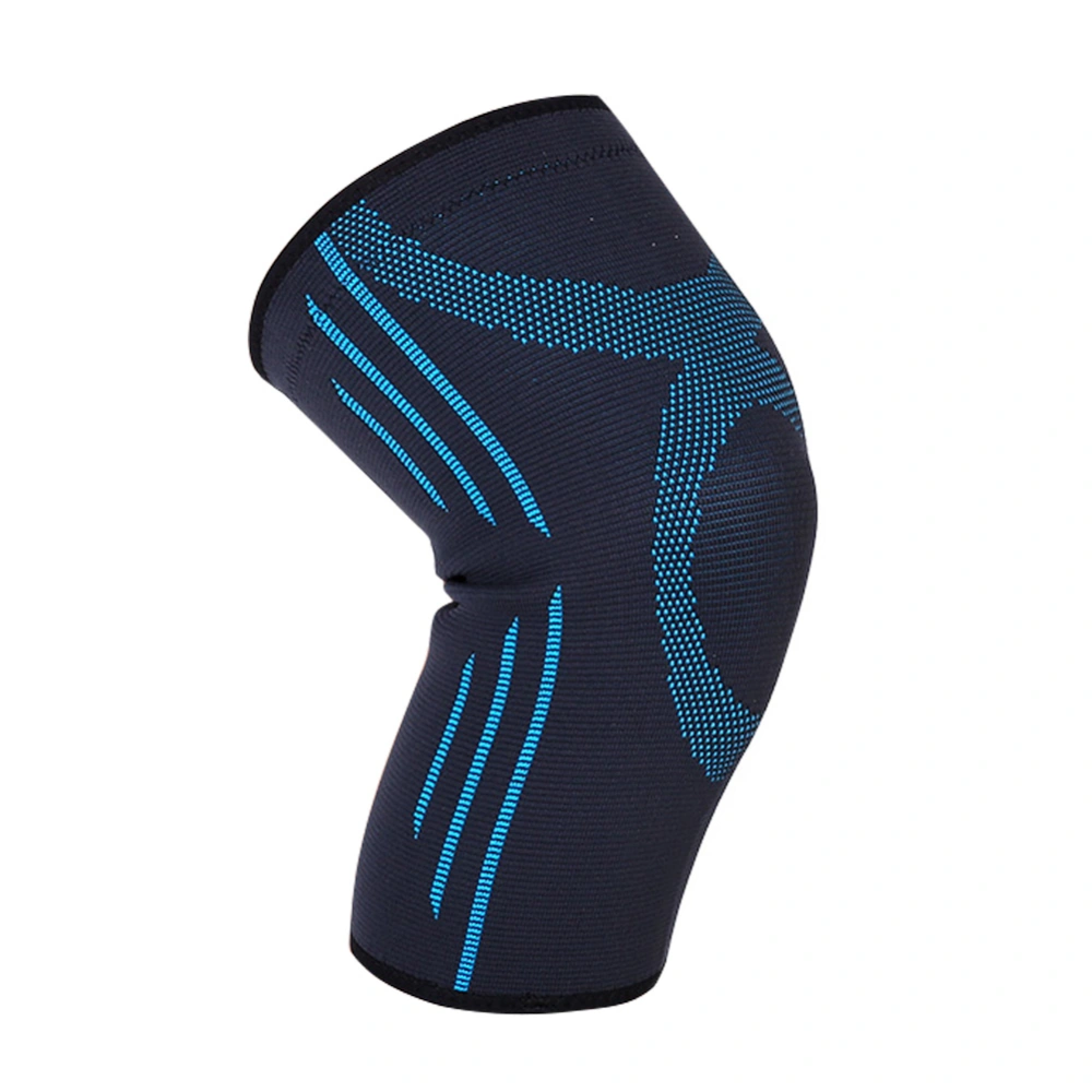 Sports Elastic Support Belt Sleeve Bandage Wrap Volleyball Soccer Knee Pad Black Blue L