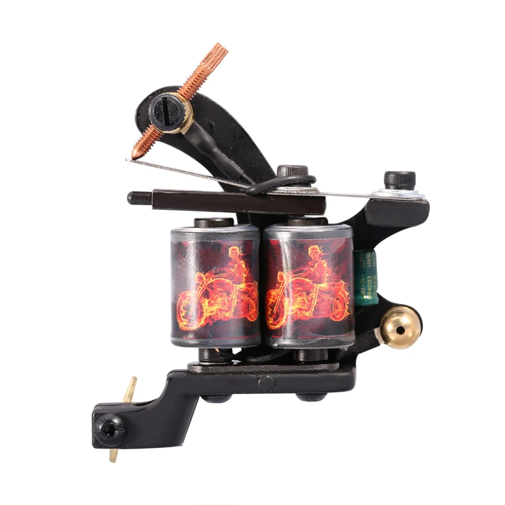 Professional 10 Warp Coil Tattoo Machine Dragon Fire Pattern Tattoo Gun Shader Liner