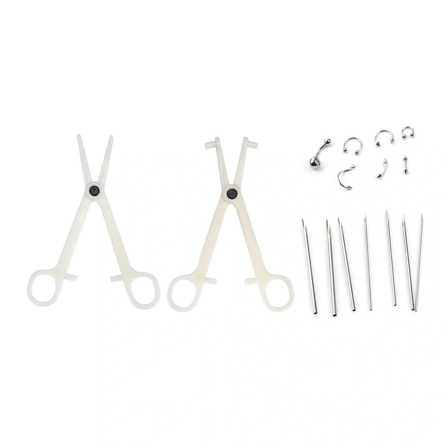 4Pcs Body Piercing Kit Professional Ear Nose Tools Forceps Needles Set With Stud Ring