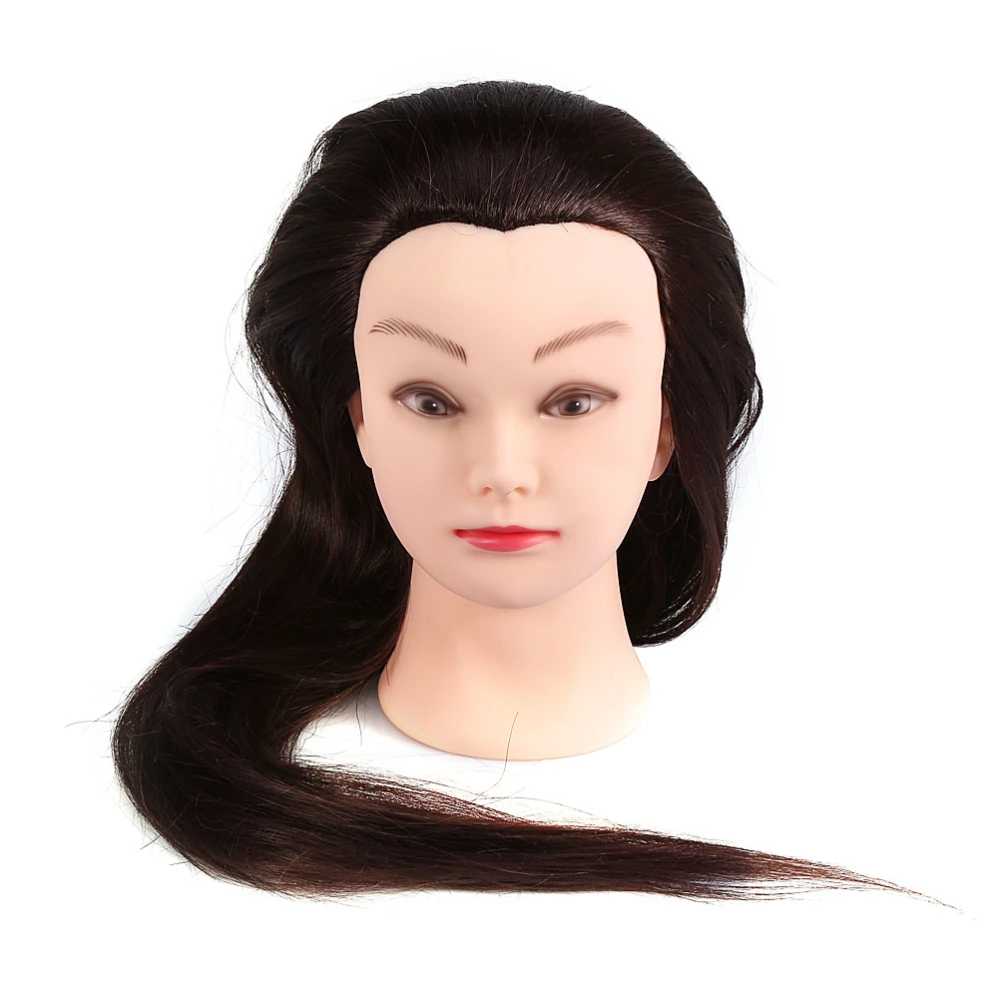 26" Synthetic Fiber Mannequin Head Hairdresser Training Head Cosmetology Doll Head Brown