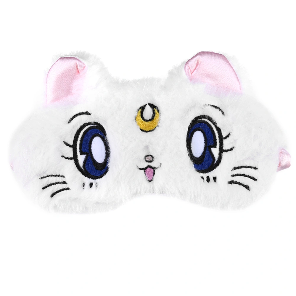 Cartoon Eye Mask Cover Sleep Snoring Eyeshade Cute Kitty Travel Nap Rest Eyepatch White