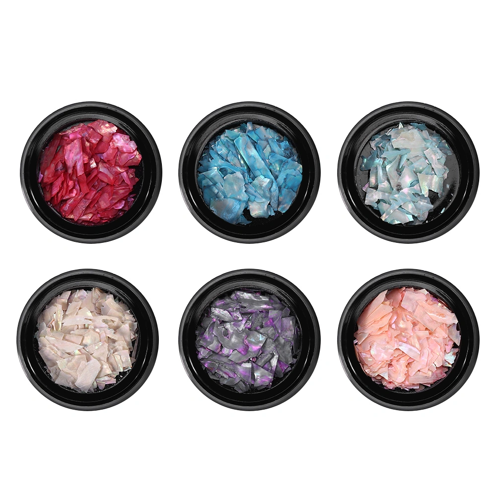 6 Boxes Shell Piece 3D Nail Art Decoration Nail DIY Slice Beauty Nail Decals Manicure Tools