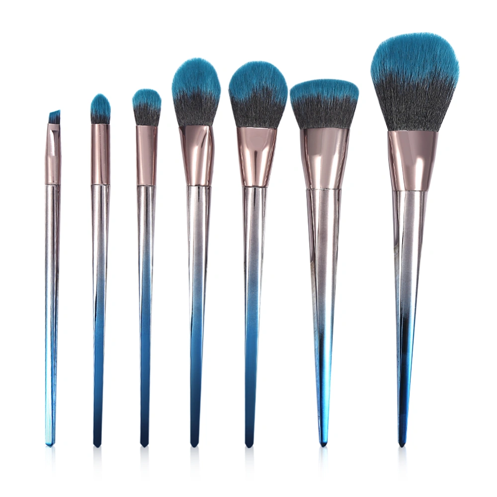 Diamond Makeup Brush Set Blue Black Gradient Rhombus Foundation Powder Brush Makeup Set 7pcs