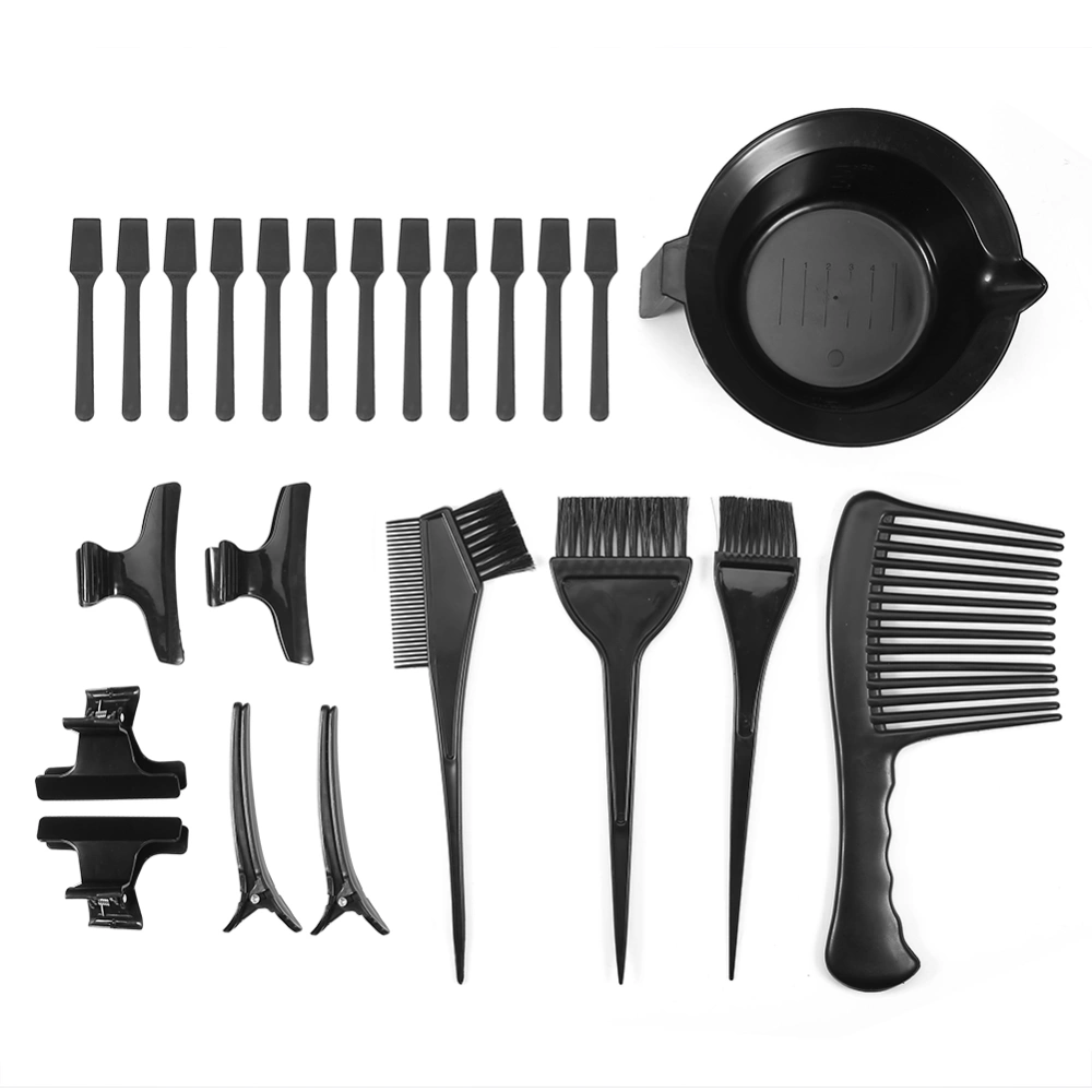 23Pcs/Set Hair Color Mixing Bowl Hair Dyeing Comb Brushes Clips Spatulas Hair Coloring Tools