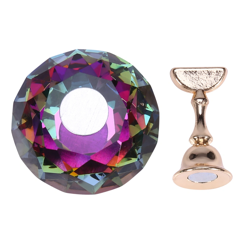 Magnetic Nail Tip Practice Stand Base Alloy Holder Nail Art Display Colorful Diamond Crystal