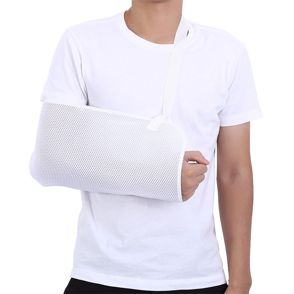 Adjustable Breathable Mesh Arm Sling Elbow Brace Support Shoulder Immobilizer (White)
