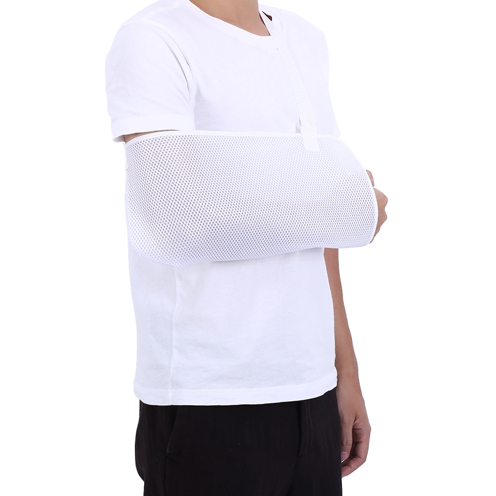 Adjustable Breathable Mesh Arm Sling Elbow Brace Support Shoulder Immobilizer (White)