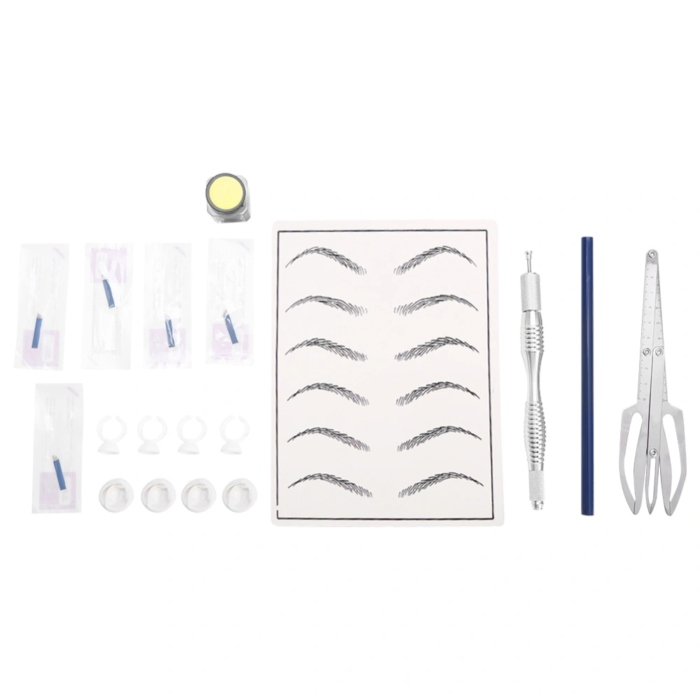 Microblading Semi Permanent Eyebrow Makeup Tattoo Pen Caliper Pigment Needle Kit Practice Tools