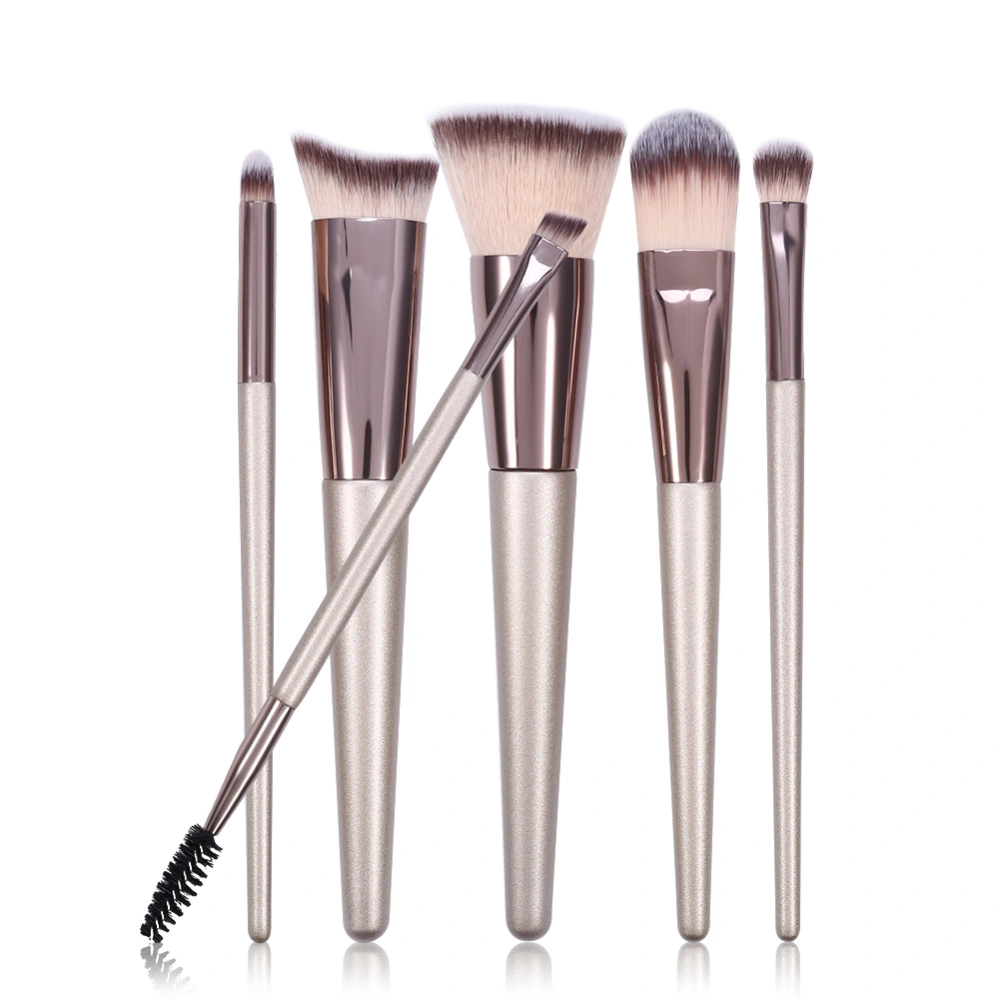 6Pcs/Set Makeup Brushes Champagne Powder Eyebrow Eyelash Blush Blending Brush Kit