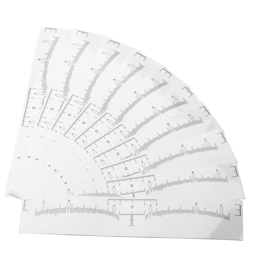 10pcs Disposable Permanent Eyebrow Measure Ruler Sticker Tattoo Shaper Stencil Makeup Tool