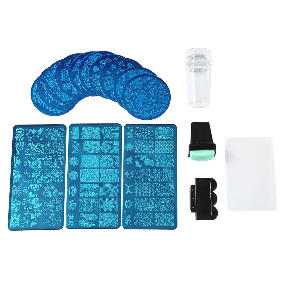 Professional Flower Forest Image Plates Nail Art Stamping Stamper Scraper Sets Tools