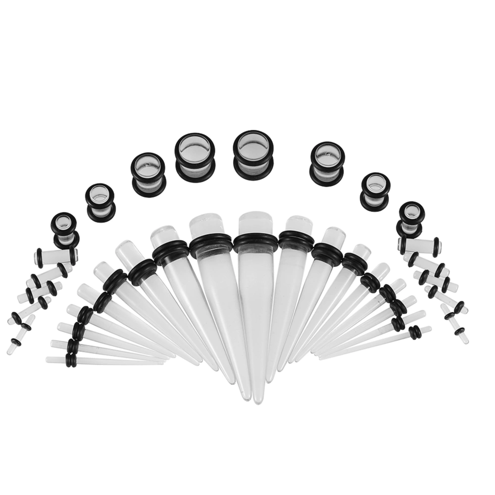 36pcs Acrylic Tapers &amp; Flesh Tunnels Ear Gauges Stretching Expanding Kit 14G00G (Transluce)