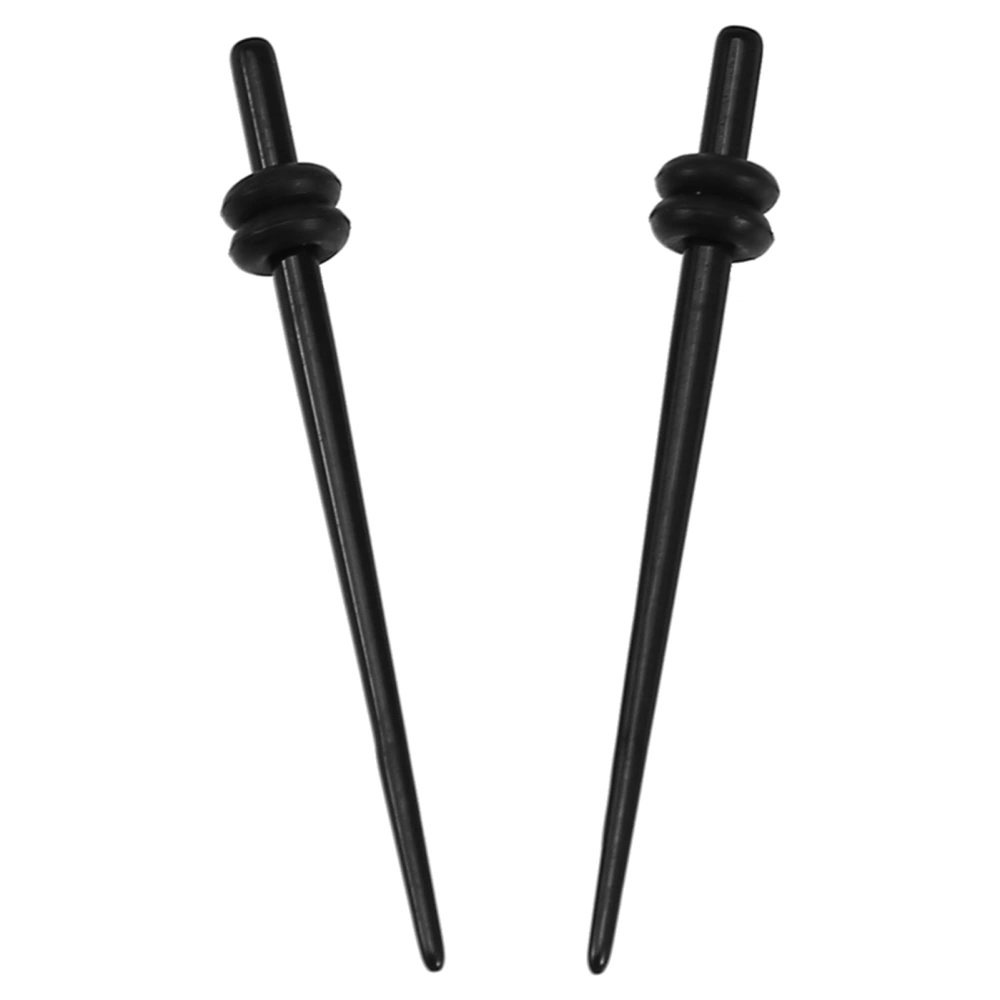 2pcs Acrylic Stretcher Ear Plug Taper Expander O Ring Stretching Kit Black