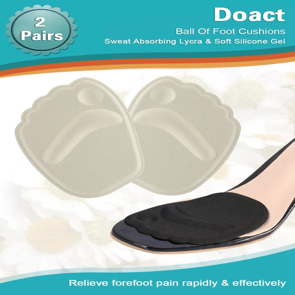 Thick Ball of Foot Cushions, 2 Pairs Anti slip Gel Metatarsal Foot Pads