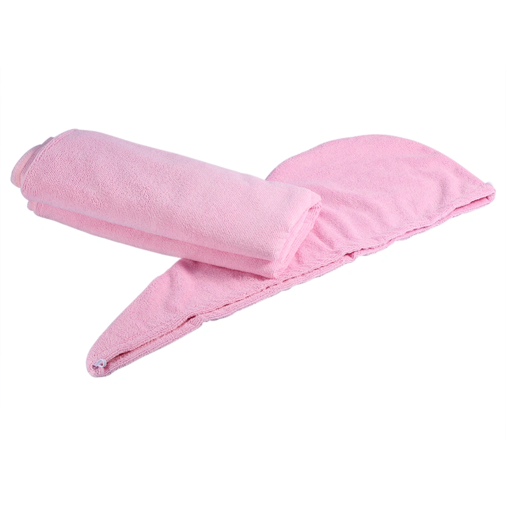 Women Soft Spa Bath Body Wrap Set Towel Bathrobe With Fast Dry Hair Drying Cap (Pink)