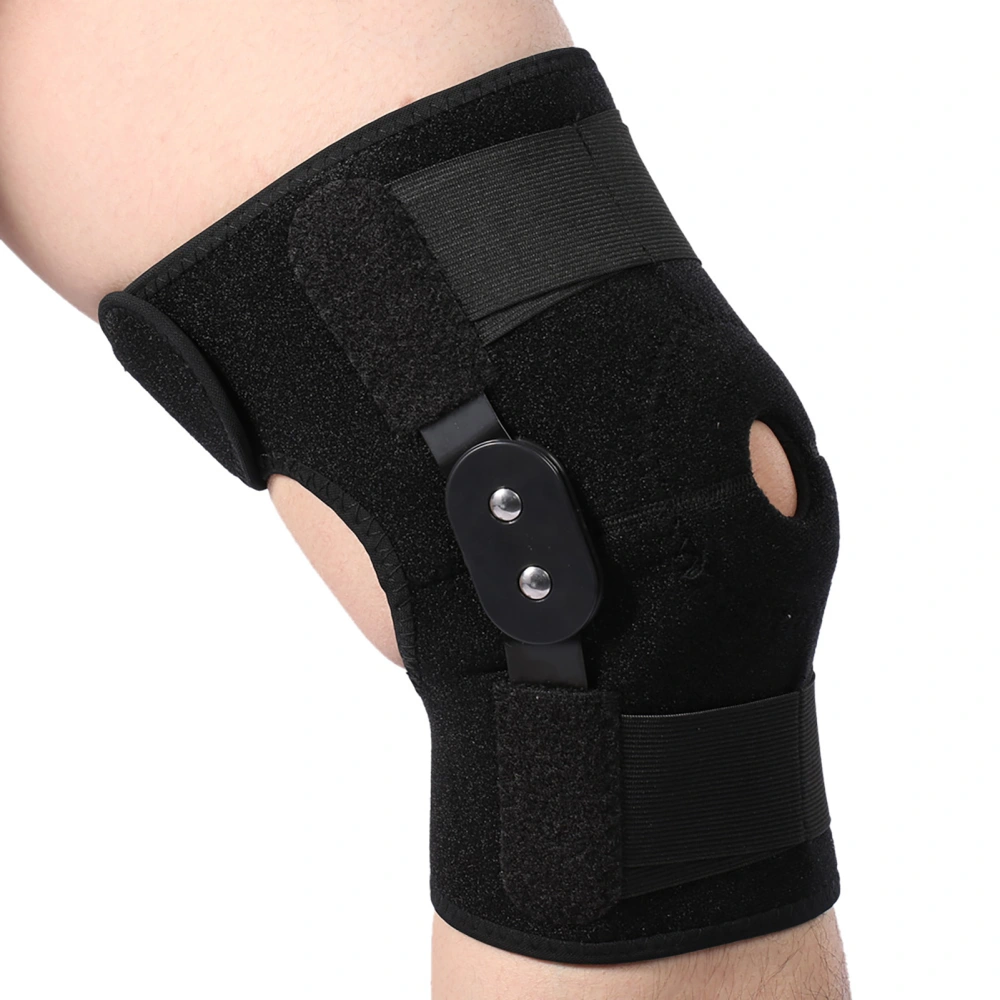 New Fashion Adjustable Sports Knee Support Brace Protector Leg Compression Sleeves (Black Hinges)