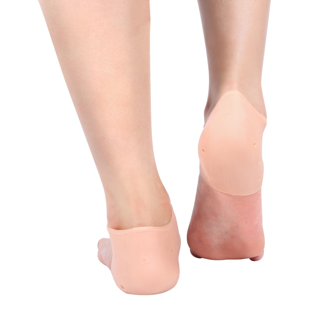 2PCS Silicone Moisturizing Gel Heel Pain Protective Socks Dry Foot Sleeves Air Holes Flesh