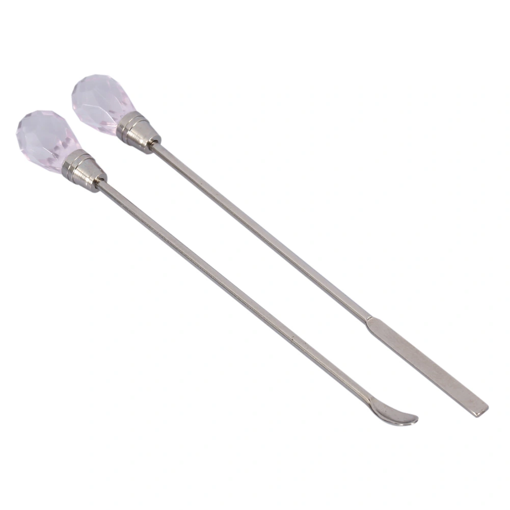 Nail Spatula Spoon Acrylic Gel Powder Stainless Steel Mix Stirring Rod Manicure Tool Set Pink