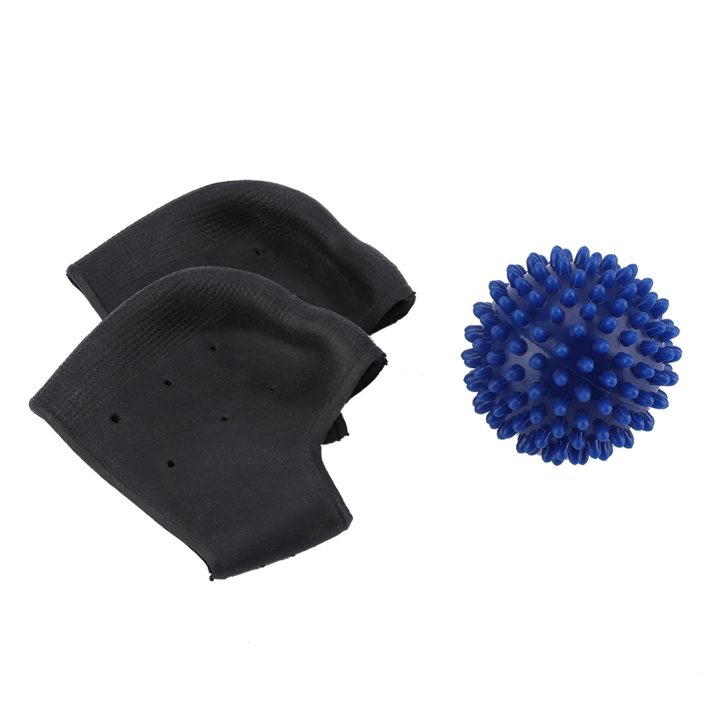 Plantar Fasciitis Gel Heel Protectors Heel Pads Kit-5 pieces, Heel Sleeves and a Massage Ball