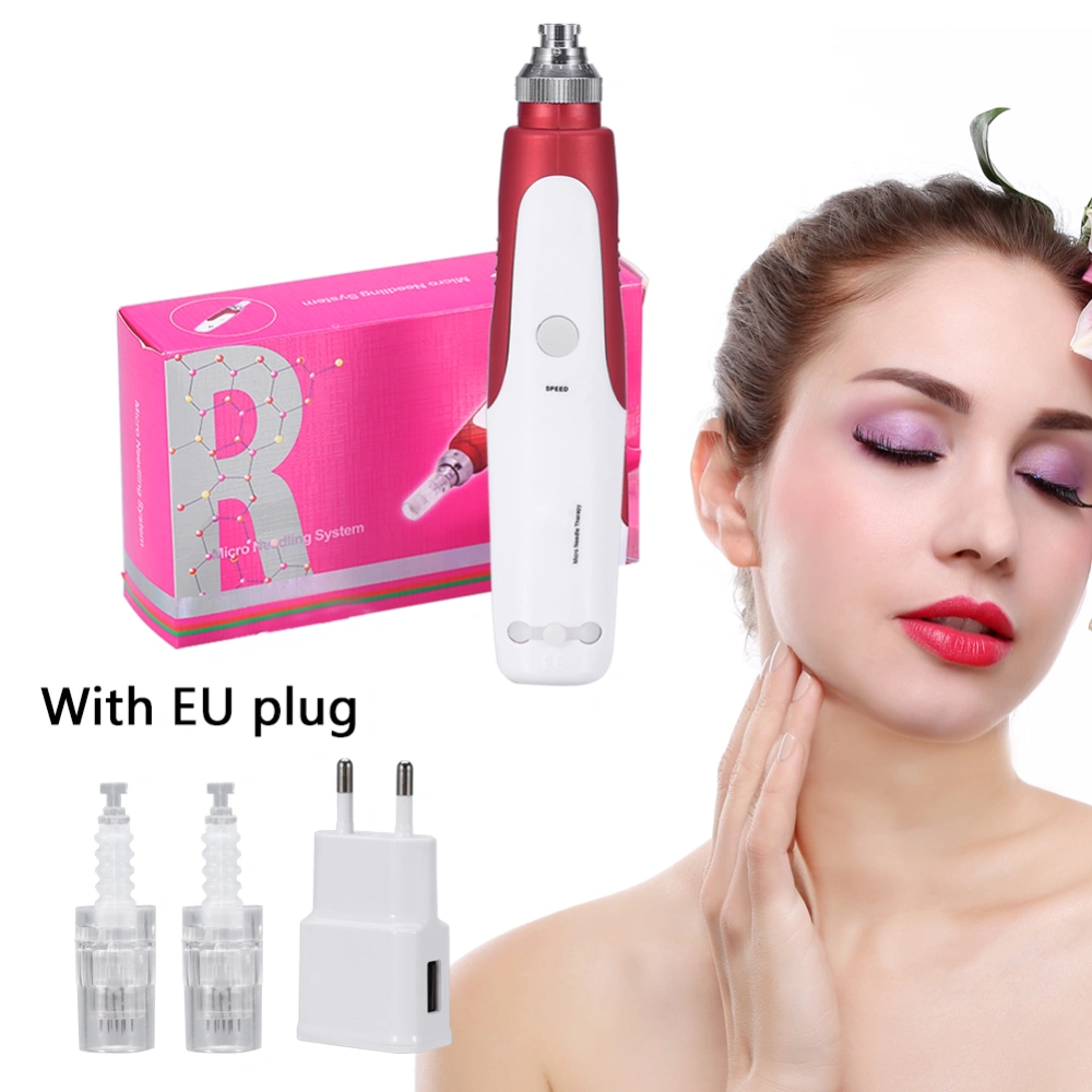 Electric Micro Needle Pen Anti Aging Skin Face Therapy With 2 Pcs 12-pin Needles EU Plug