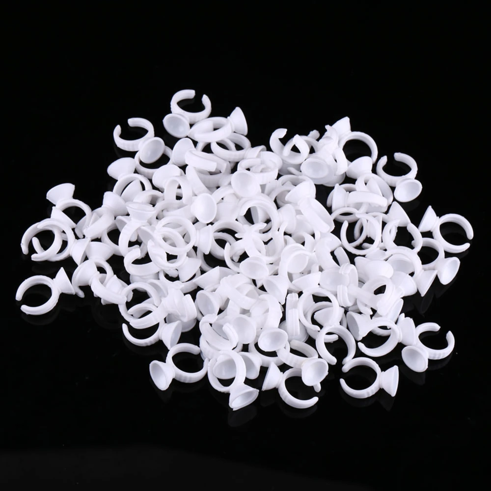 100pcs Pigment Glue Finger Ring Tattoo Ink Caps Cups Holder Container (Small Without Divider)