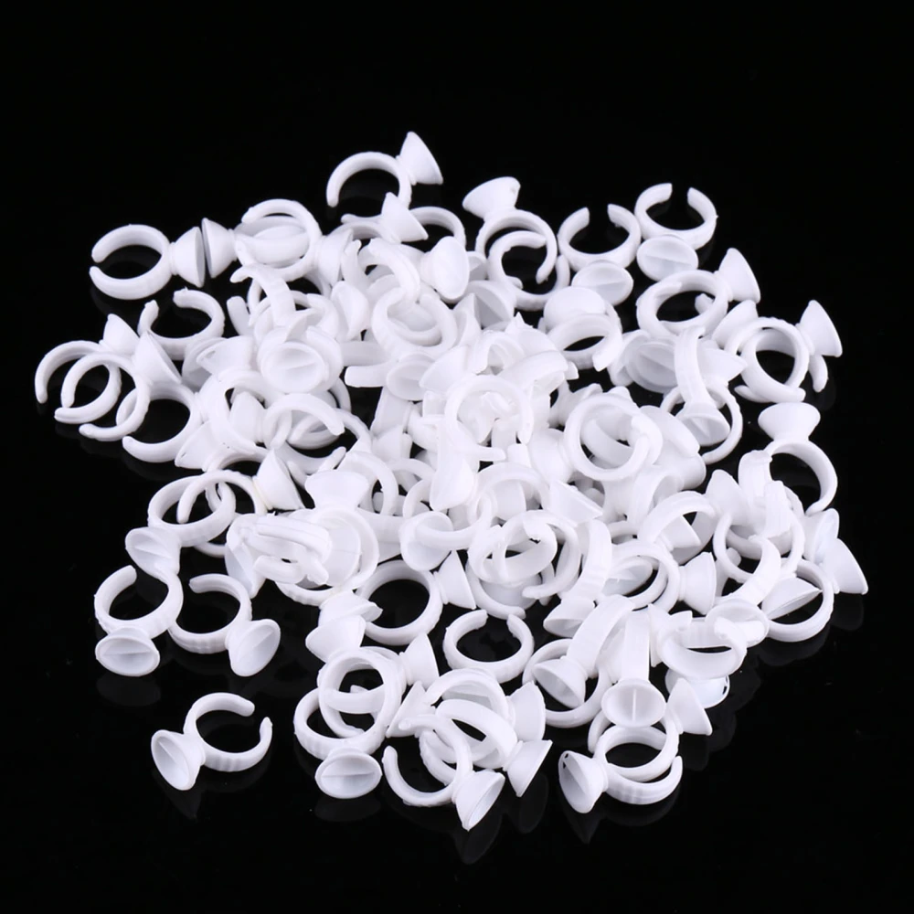 100pcs Tattoo Permanent Makeup Eyebrow Ink Cup Pigment Rings Holder (Small With Divider)