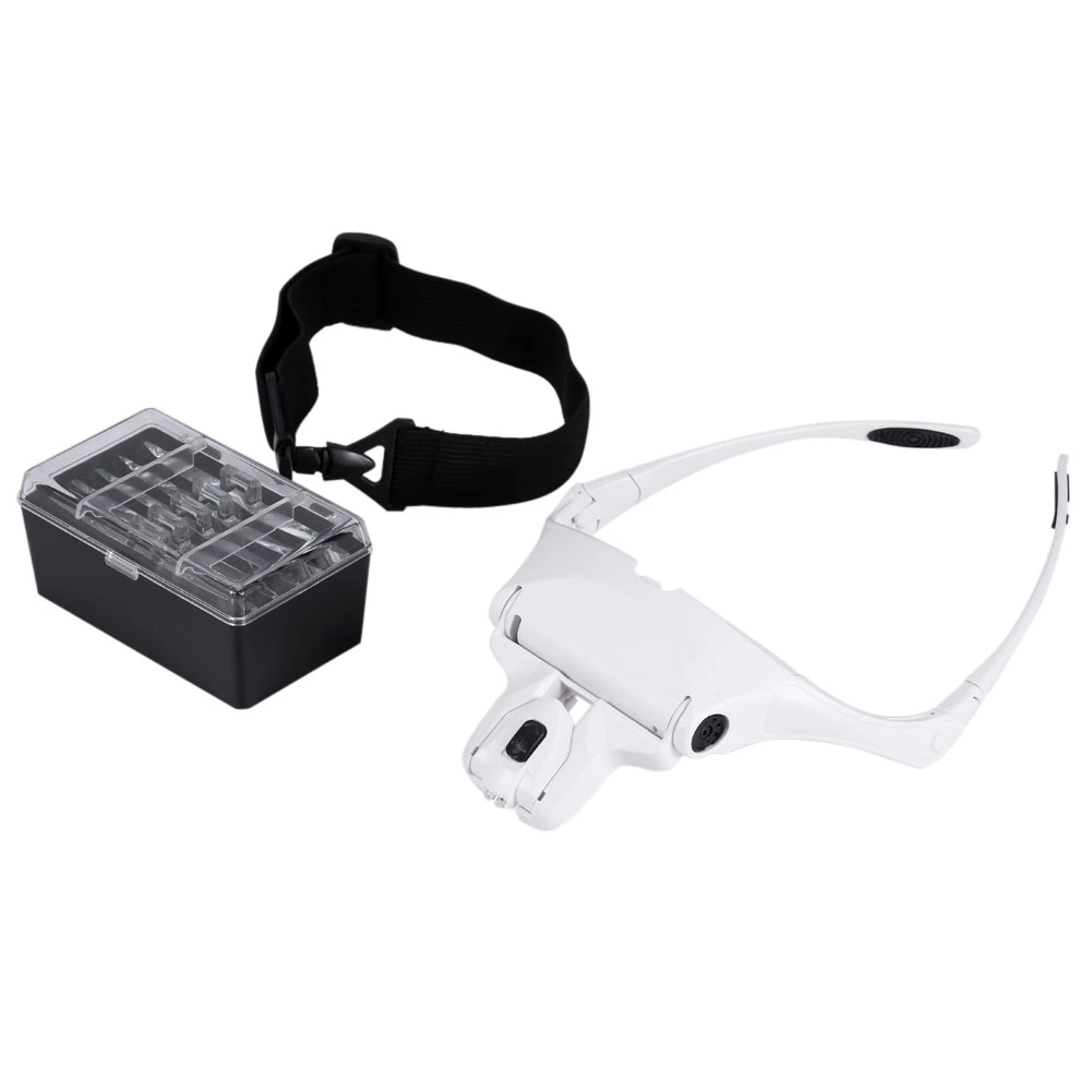 New 5 Lens Headset Magnifier With LED Lights Hand Free Magnifying Glass Eyelash Extension