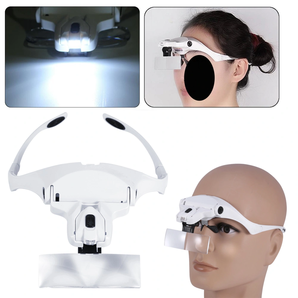 New 5 Lens Headset Magnifier With LED Lights Hand Free Magnifying Glass Eyelash Extension