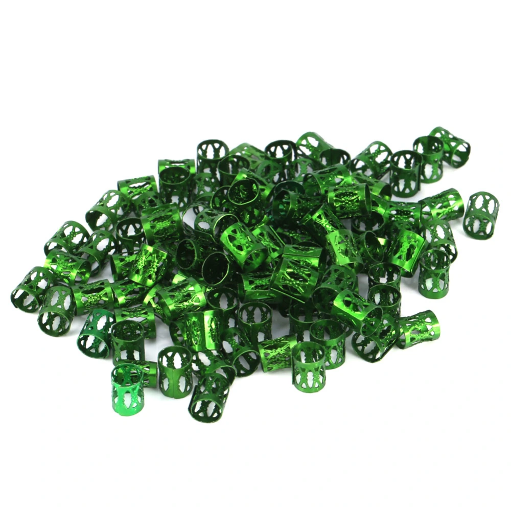 100PCS/Bag New Colorful Hair Braiding Beads Rings Cuff Decoration Tools Accessories(Green)