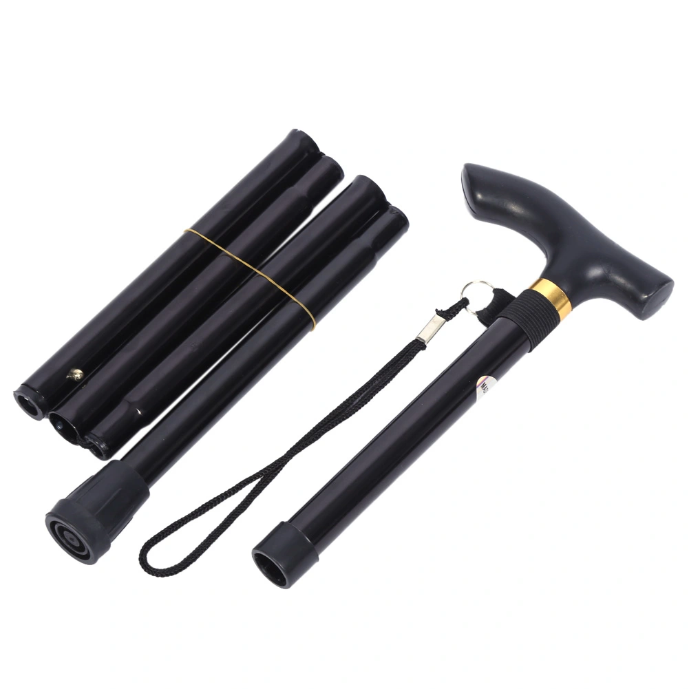 Handle Folding Cane AntiShock Telescopic Walking Climbing Stick ( Black Without LED Light)