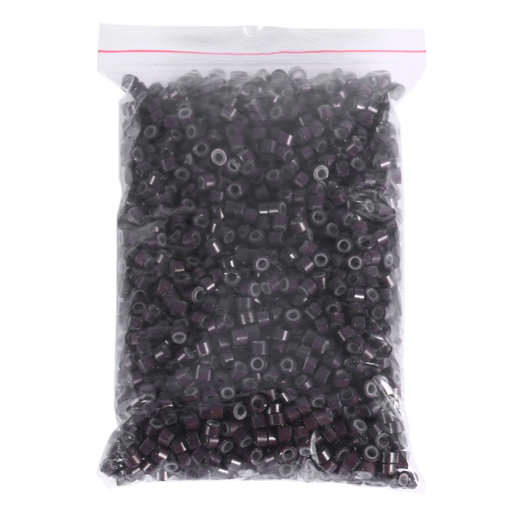 2000PCS/Bag Silicone Lined Micro Hair Feather Extension Links Rings Beads(2000PCS Brown)