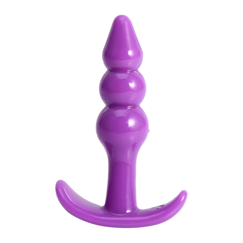 Couple Anal Bead Butt Plug Stopper Massager Waterproof Silicone Adult Products (Purple)