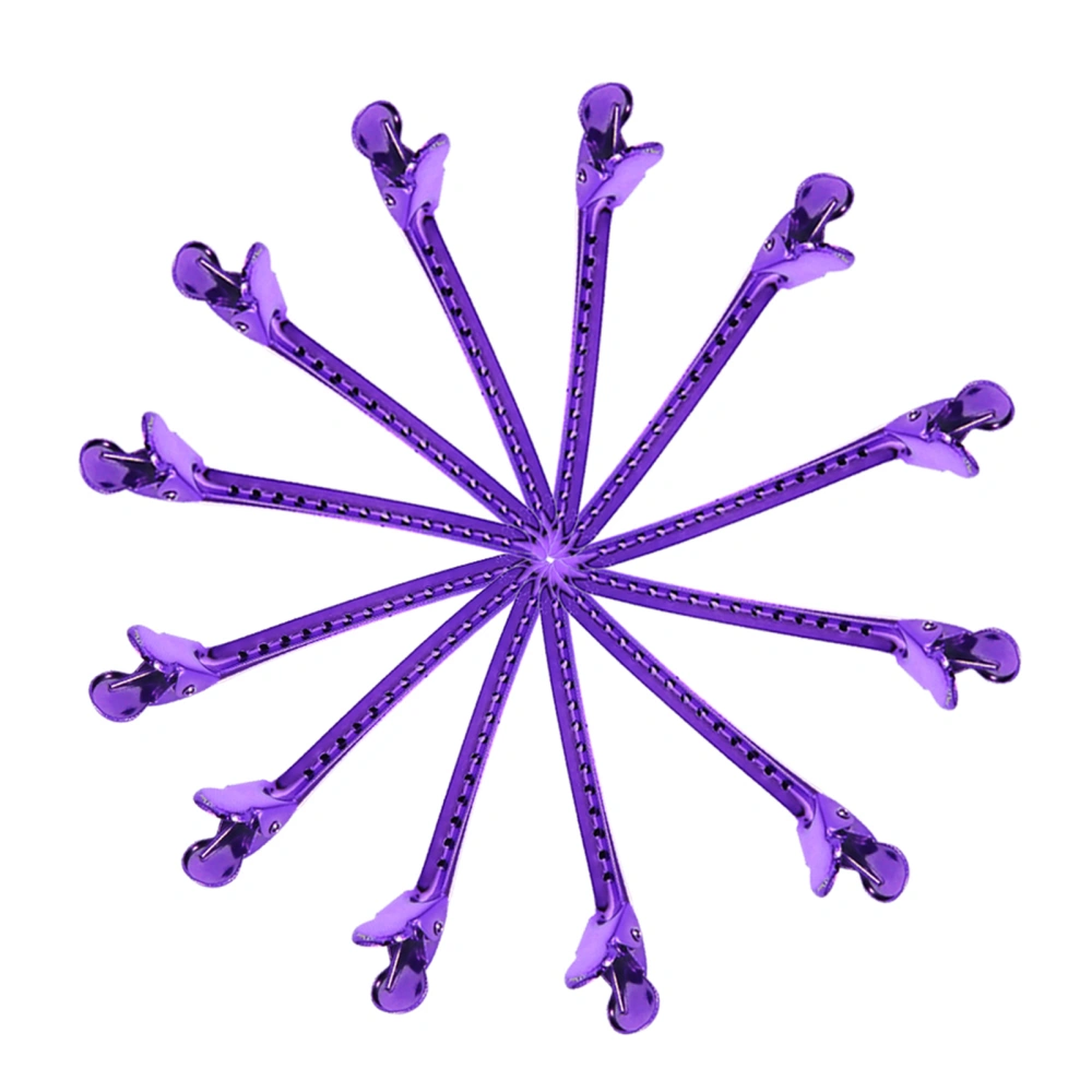 12PCS/Set Salon Hair Clip Hairdressing Clamps Grip Styling Tools Accessories(Purple)