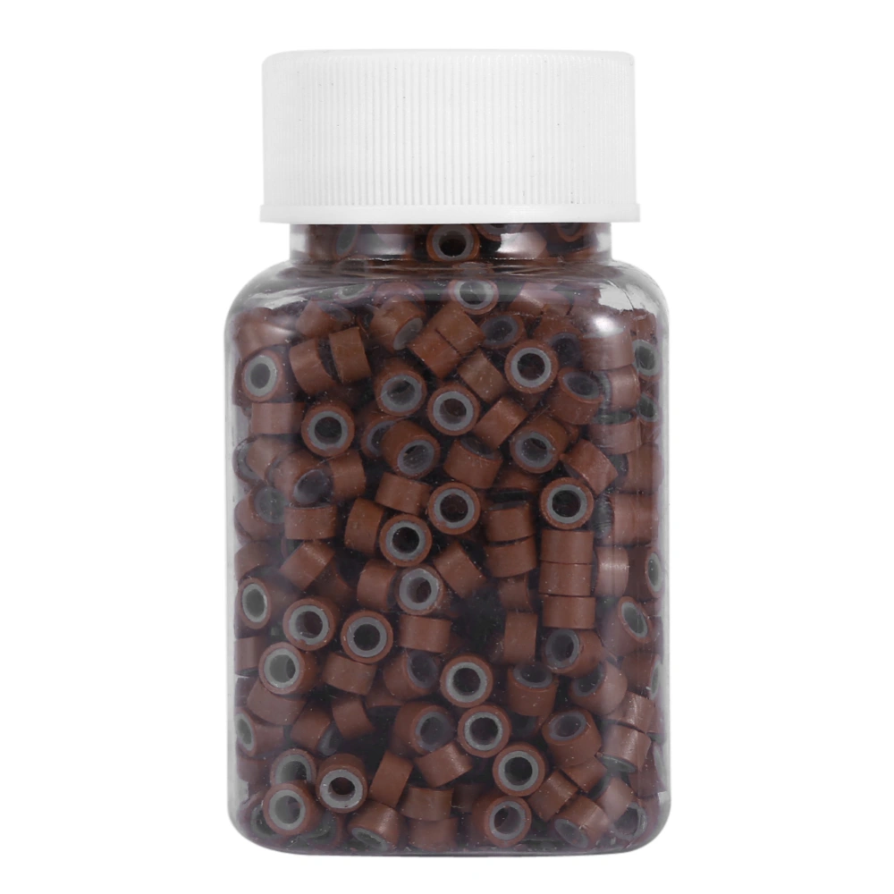 1000PCS/Bottle Silicone Link Rings Beads Tools For Feather Human Hair Extension(Light Brown)