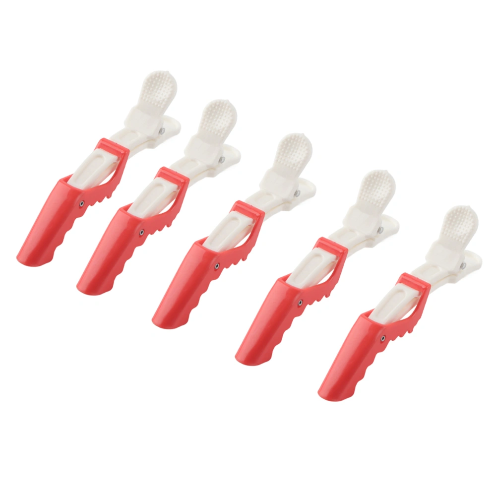 5PCS Salon Hair Clips Hairpin Sectioning Hairdressing Clamps Grip Styling Tool(Red)