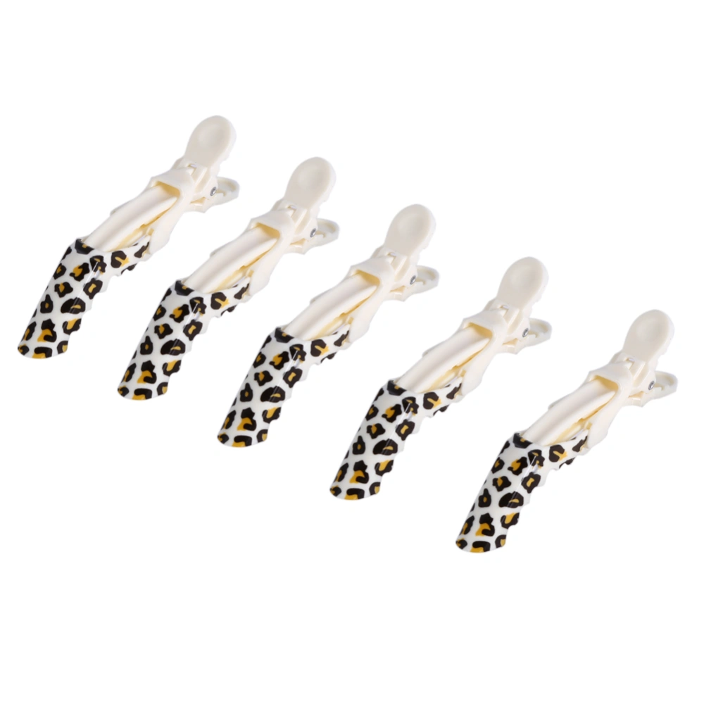 5PCS/Pack Hair Clamps Grip Barrette Section Hairdressing StylingTool Accessories(Leopard)