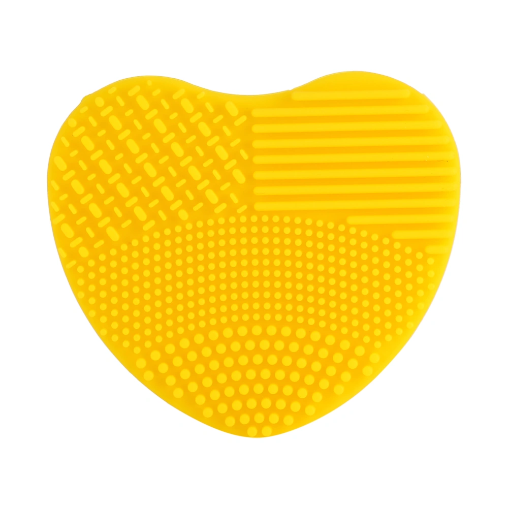 Makeup Brush Cleaner Silica Heart Cleaning Cosmetic Scrub Board Washing Hand Tool (Yellow)