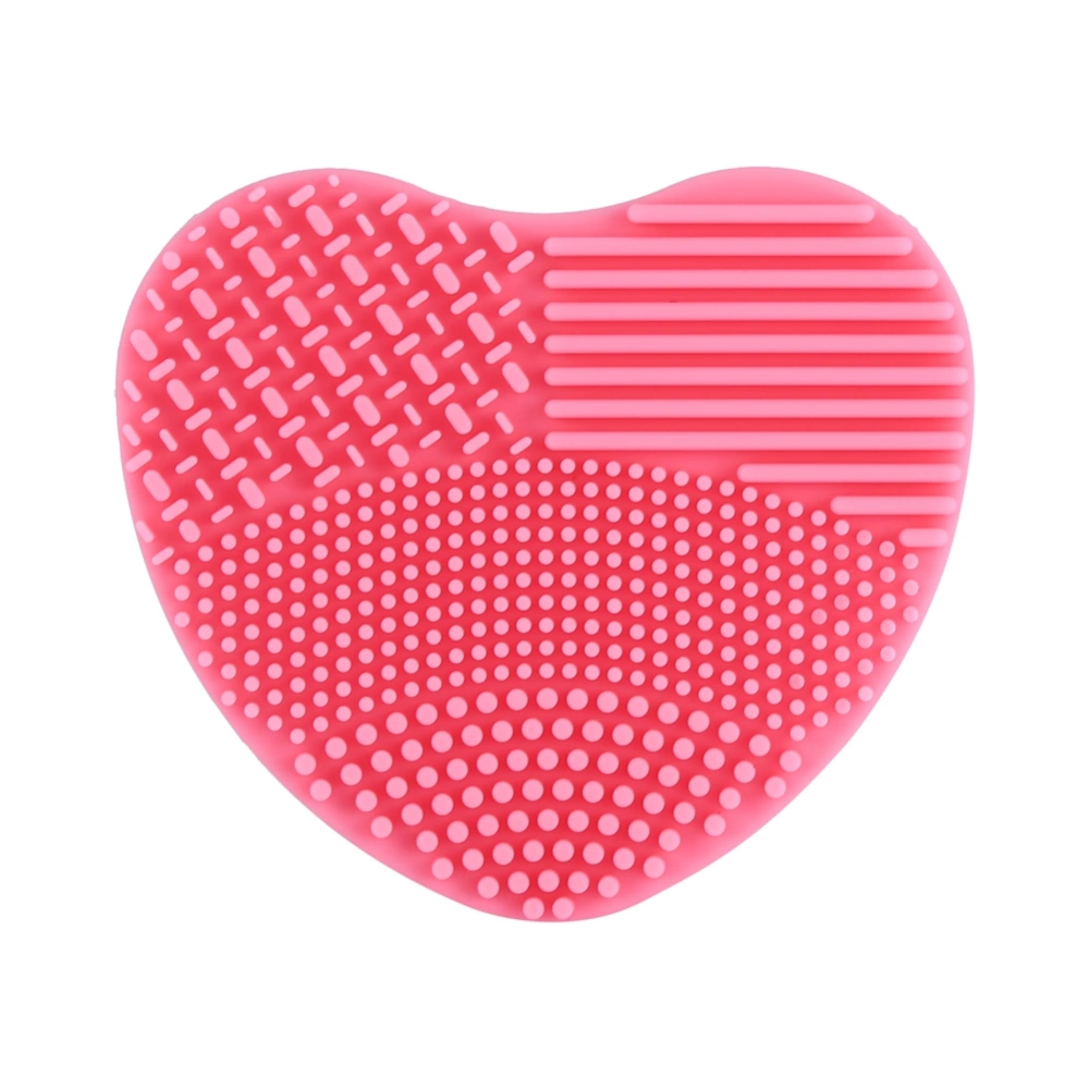 Makeup Brush Cleaner Silicone Heart Finger Glove Make Up Sponge Board Washing Scrubber (Pink)