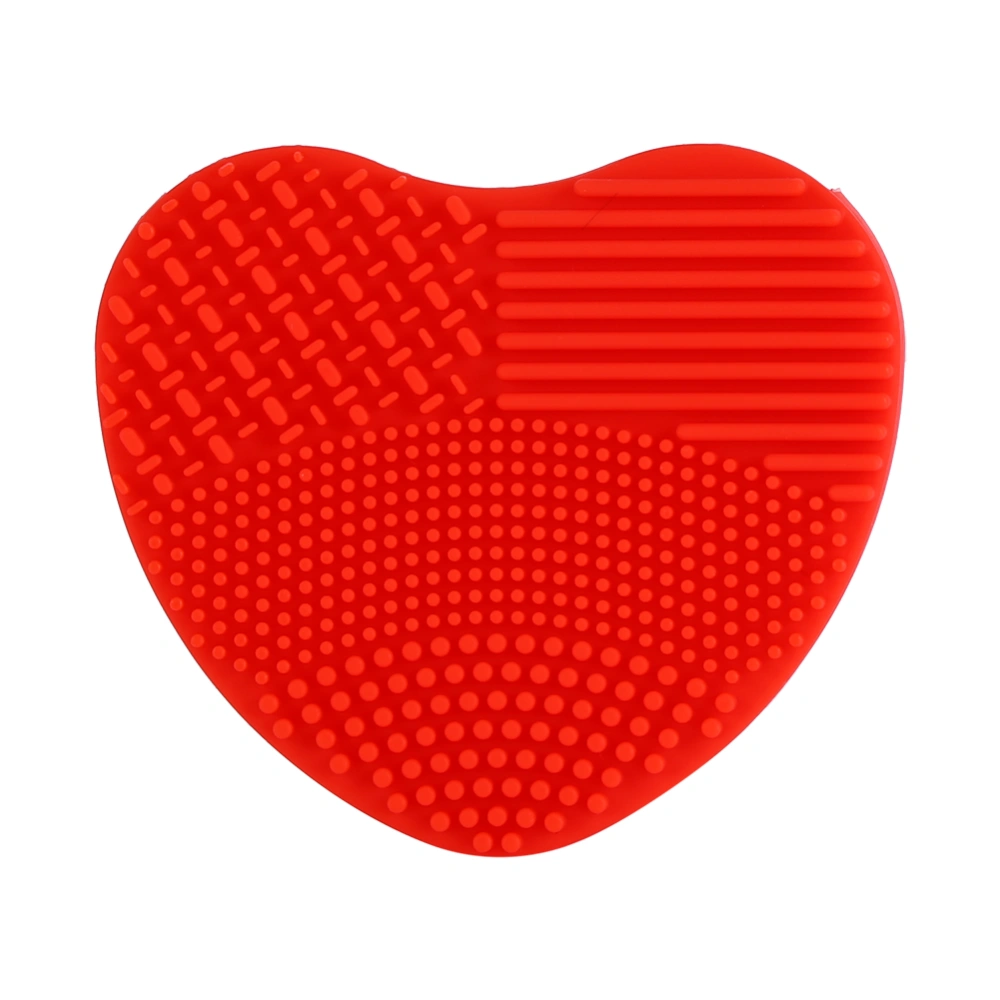 Makeup Brush Cleaner Silicone Heart Finger Glove Make Up Sponge Board Washing Scrubber (Red)