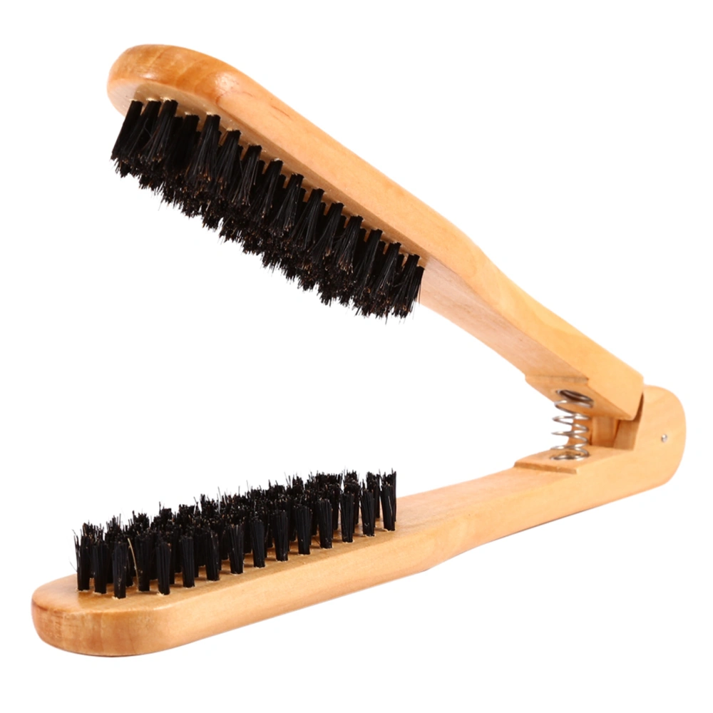 Professional Hairdressing Comb Double Brushes Wooden Anti static Hair Straightener Tool