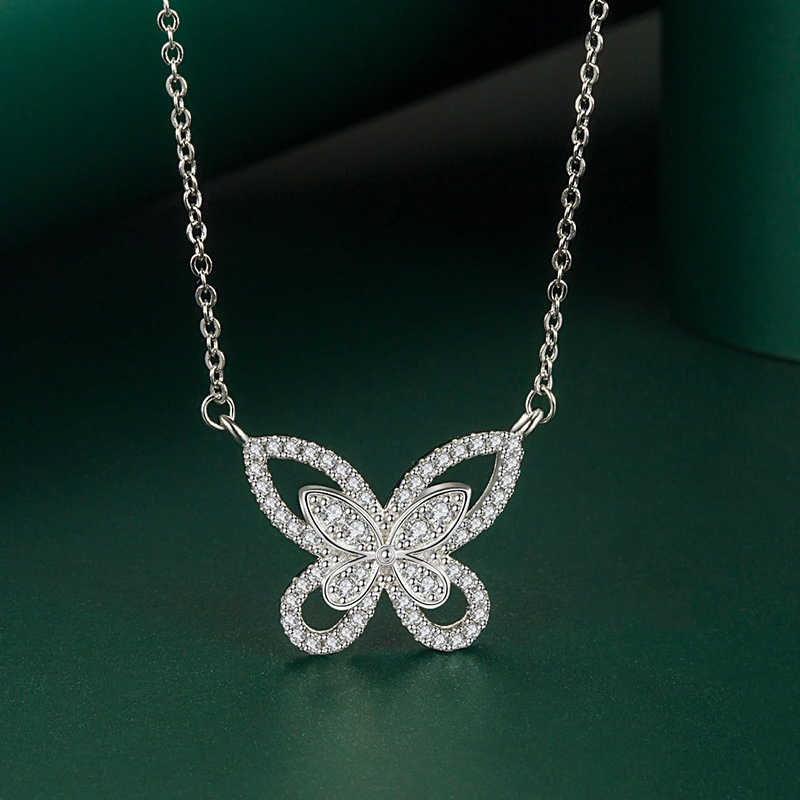 New Fashion 925 Sterling Silver Butterfly Necklace for Women Anniversary Gift