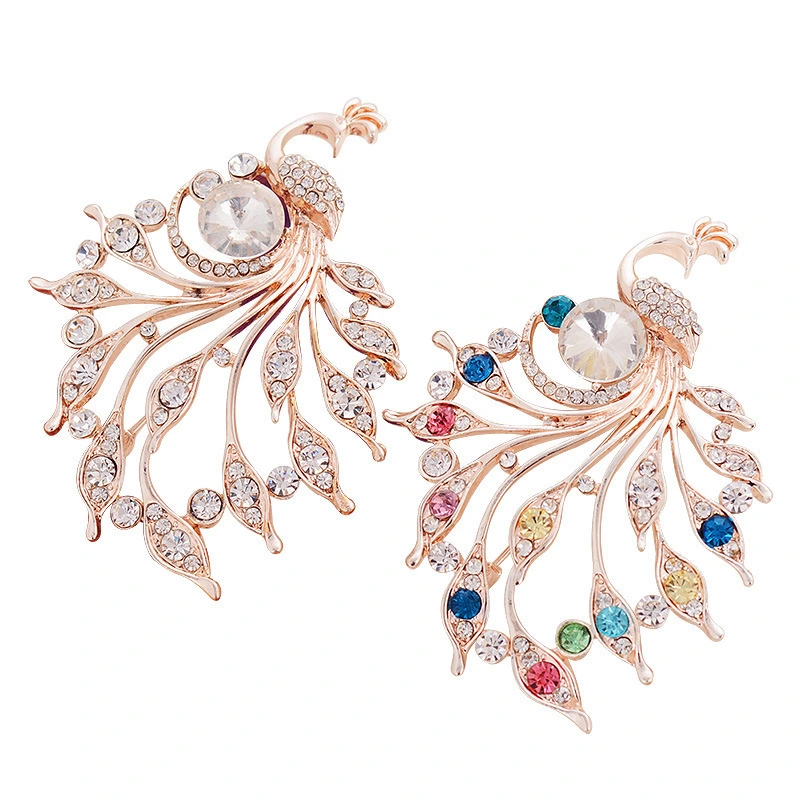 Popular Korean Peacock Diamond Brooch Girls Fashion Clothing Accessories Corsage Women Brooch Pin