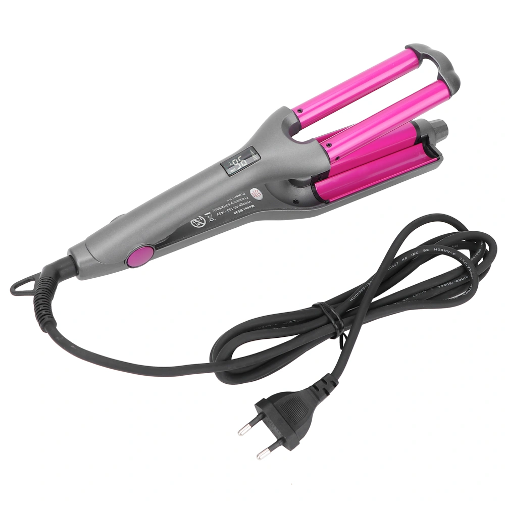 Curling Iron Wand Adjustable Temperature Fast Heat Rotating 3 Barrel Hair Curler 100‑240VEU Plug