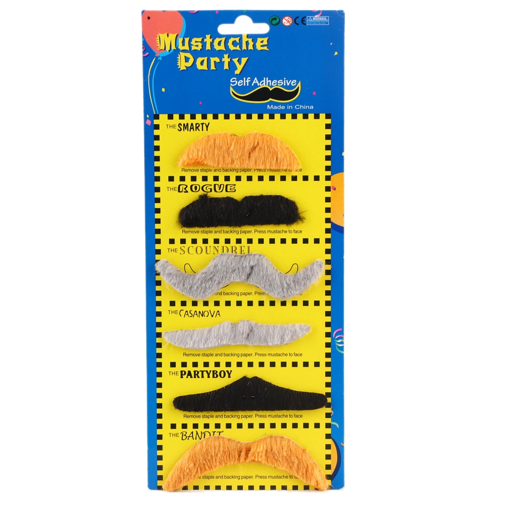 6 Pcs Self Adhesive Novelty Mustache Individualized Costume Fake Moustaches Stickers