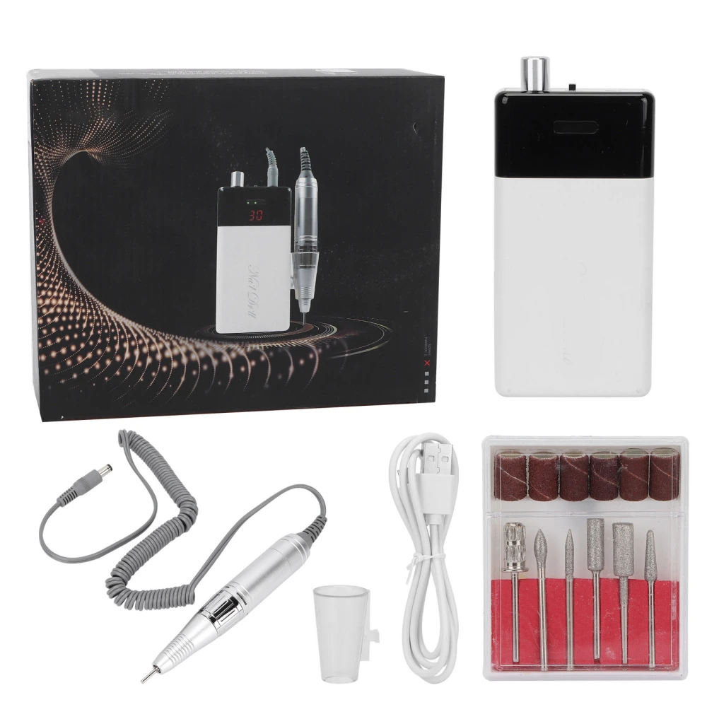 Electric Nail Drill Machine USB Rechargeable Wireless Portable Nail File for Nail Salon