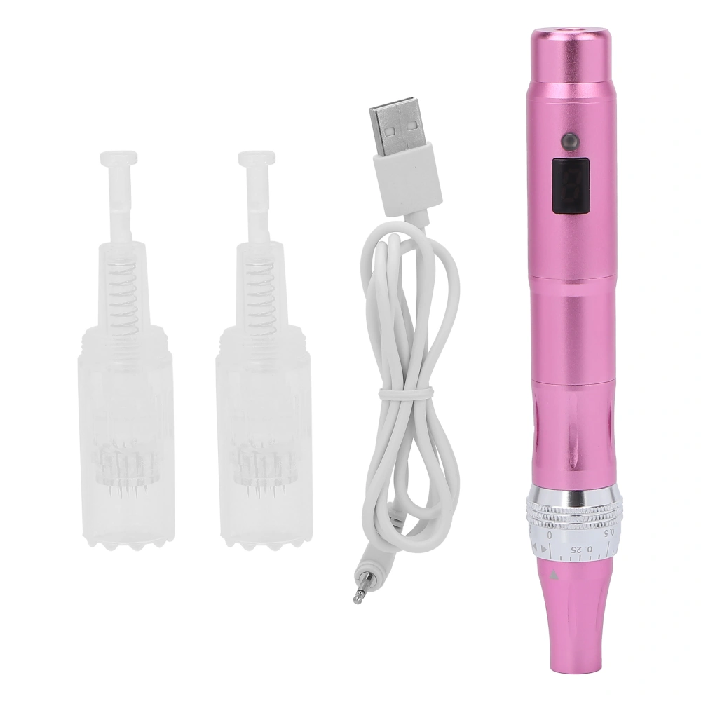 Electric Microneedling Pen Wireless Adjustable Derma Skin Repair Tools for Face BodyRose Gold