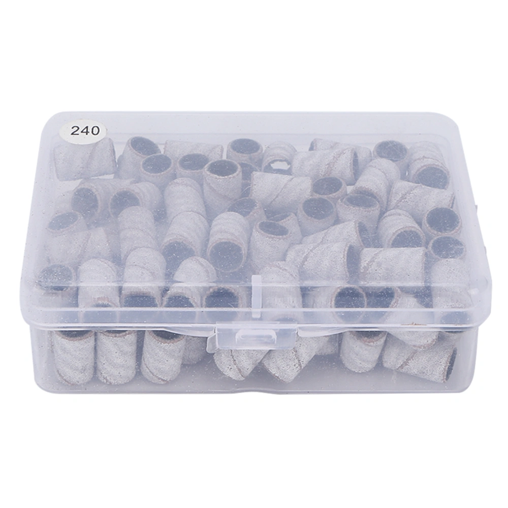 100pcs Nail Art Sanding Bands Professional Manicure Sanding Rings Nail Salon Tools White240#