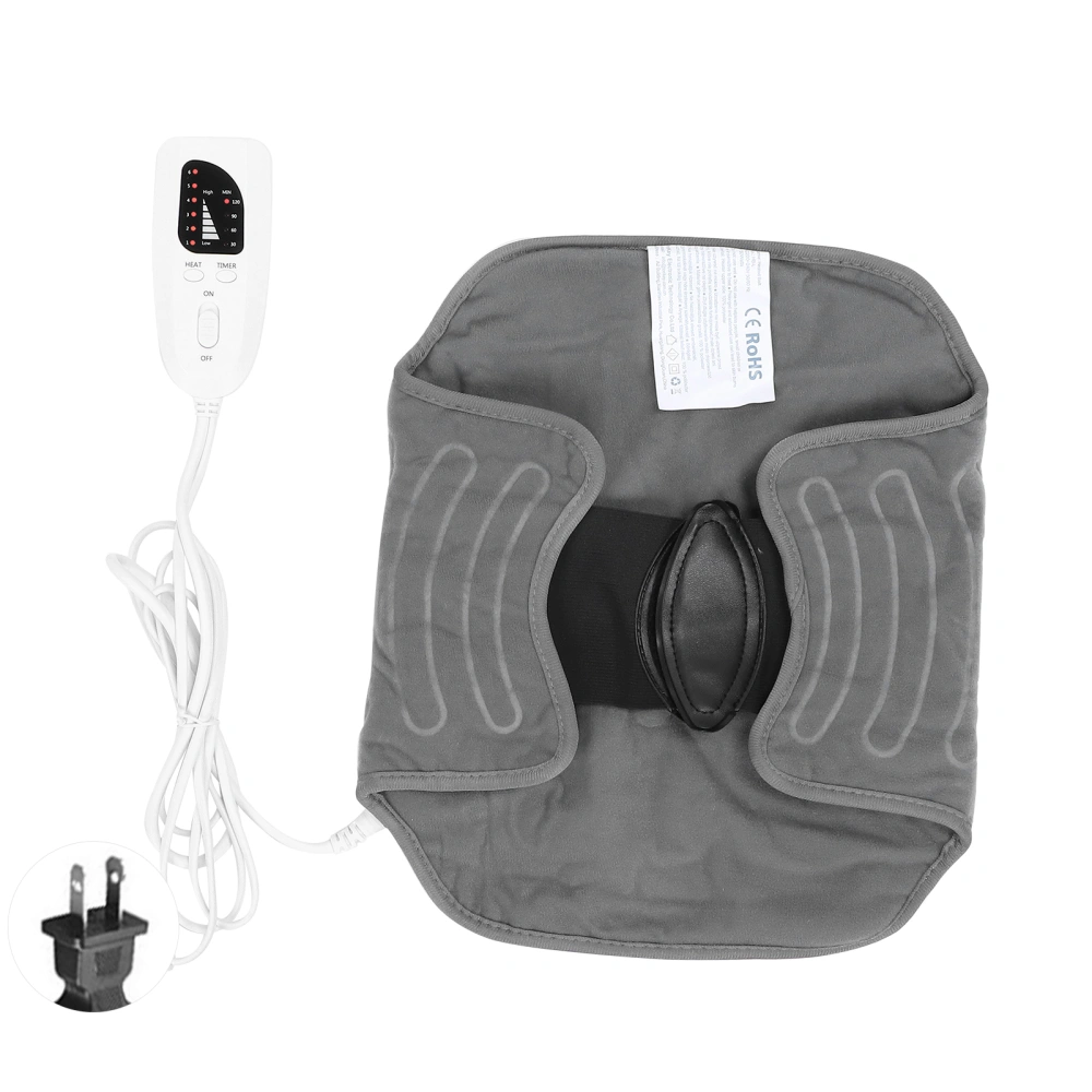 Heating Waist Belt Electric Heated Abdominal Lower Back Massage Pads Wrap Dark GrayUS Plug 110V